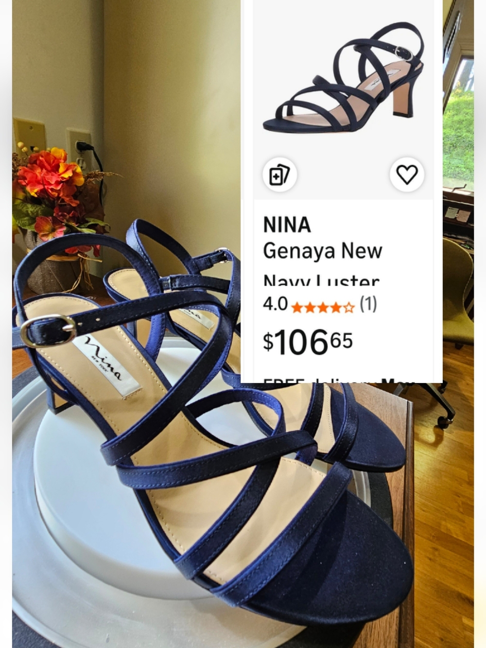 Nina Navy Strappy Mid Heel Sandals